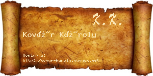 Kovár Károly névjegykártya