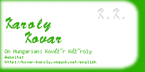 karoly kovar business card